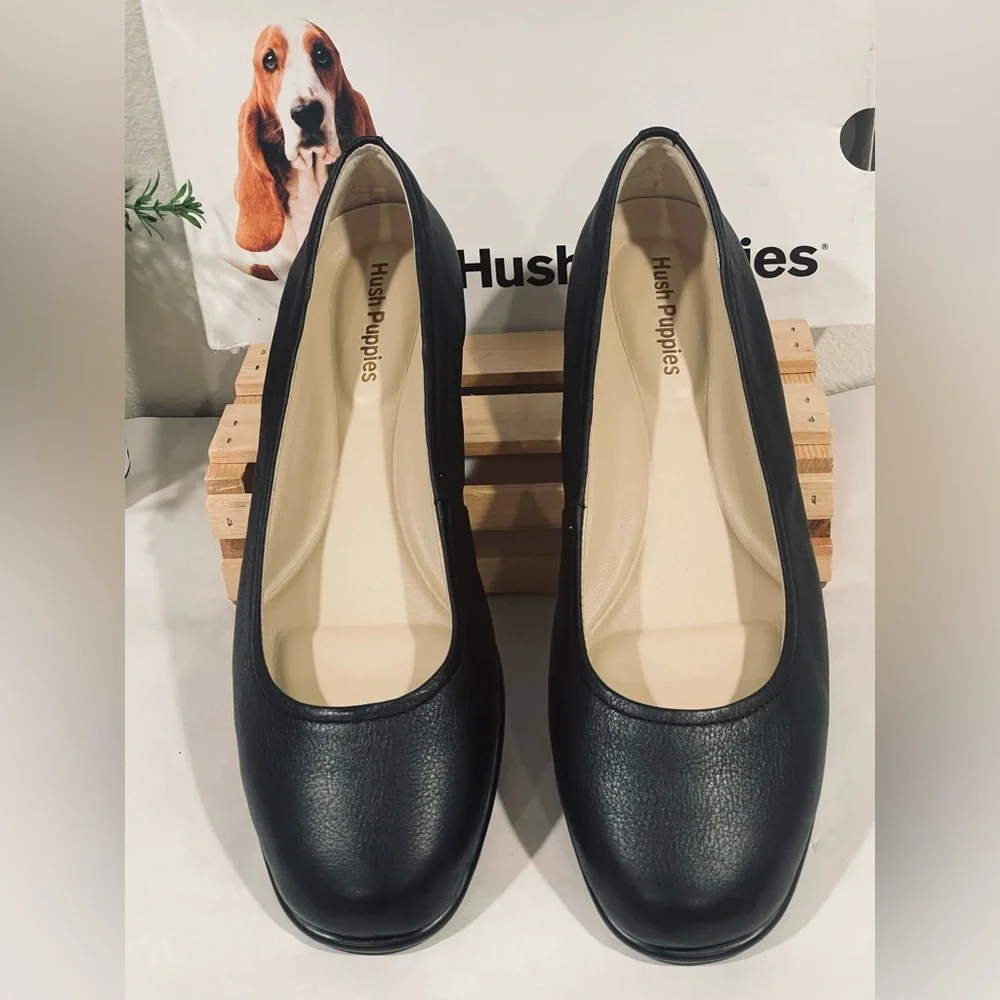 💥3/$50 Hush Puppies “Tabee Paradise” Black Ballet Flats Comfort Loafers | NIB